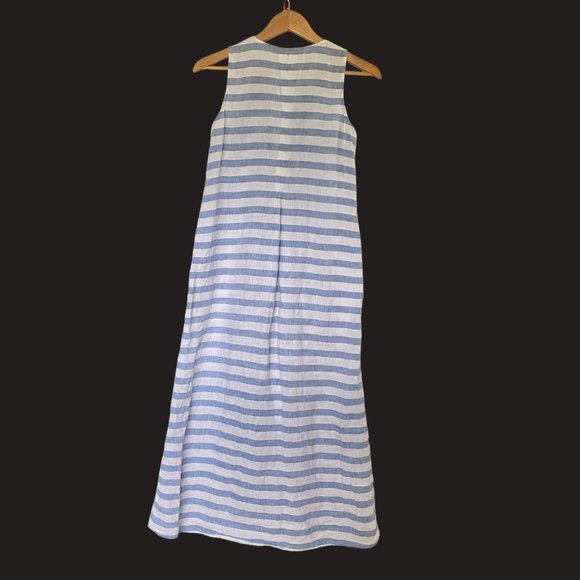 J.jill "love linen" long tank striped maxi tank‎ dress XS Perfect Love +pockets - Picture 8 of 14